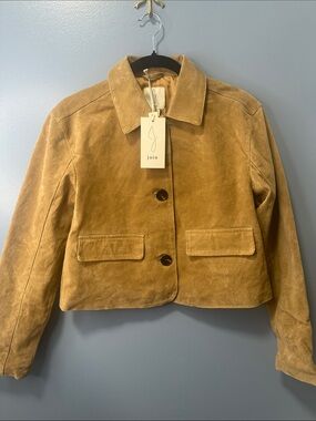 Joie Leather Suede Button Jacket Tan Camel Brown New With Tags NWT Sz